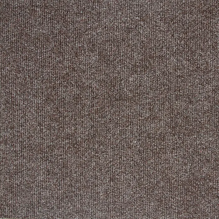 Selbstliegende Teppichfliesen in 50x50 cm Nadelfilz Teppich Fliesen ideal für Büro und Gewerbe Schatex Teppichbodenfliesen in Braun aus Nadelvlies -  - Brauner Schlingenflorteppich mit gemischten hellen und dunklen Fasern, zeigt eine gerippte Textur.