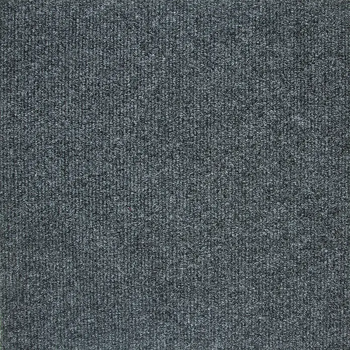 Nadelvlies Teppich Fliesen grau Selbstliegende Teppichfliesen in 50x50 cm aus Nadelfilz Schatex Teppichbodenfliesen dunkelgrau ideal für Büro -  - Dunkelgraue gerippte Teppichstruktur, ideal für stark frequentierte Bereiche als Bodenbelag oder Fußmatte.