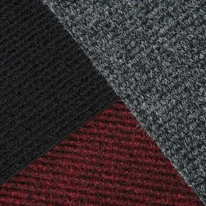 Bricoflor Teppichfliese -  - Strukturierte Matte mit schwarzen, grauen und roten diagonalen Abschnitten.