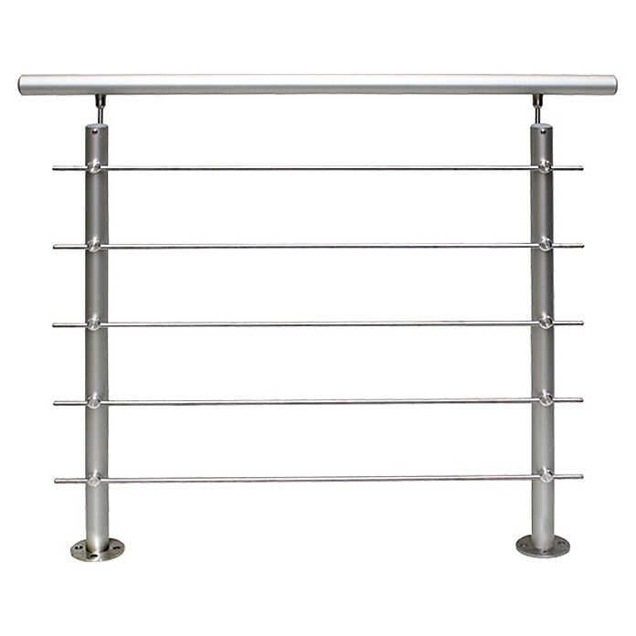 Treba Frewa Juego de barandilla (Montaje sobre suelo, Aluminio, Plateado, Largo: 1.500 mm)