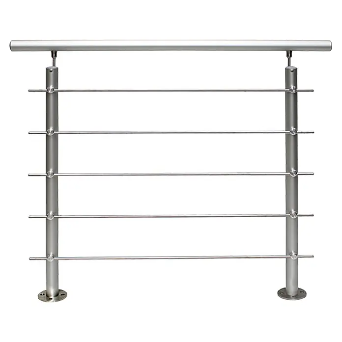 Treba Frewa Geländer-Set AG2 - Oberbodenmontage, Aluminium, Silber, Länge: 150 cm - Edelstahlgeländer mit fünf Querstreben und zwei Pfosten. Ideal für Innen- und Außenbereiche, bietet Sicherheit und modernes Design.