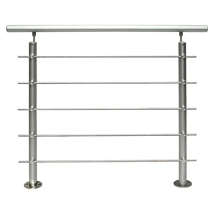 Treba Frewa Geländer-Set AG2 - Oberbodenmontage, Aluminium, Silber, Länge: 150 cm - Edelstahlgeländer mit fünf Querstreben und zwei Pfosten. Ideal für Innen- und Außenbereiche, bietet Sicherheit und modernes Design.