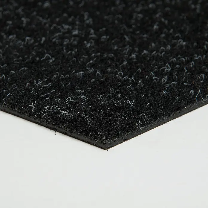 Bricoflor Teppichfliese - Breite: 50 cm, Nadelfilz, Polypropylen, schwarz - Texturierte schwarze Matte mit strapazierfähiger Schlingenoberfläche, die ihre Rückseite zeigt.