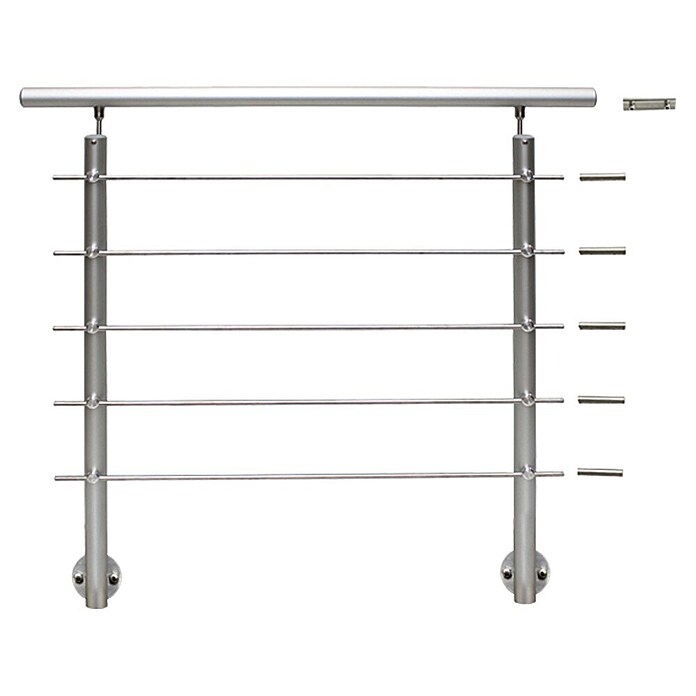 Treba Frewa Juego de barandilla (Montaje lateral, Acero inoxidable V2A, Plateado, Largo: 1.500 mm)
