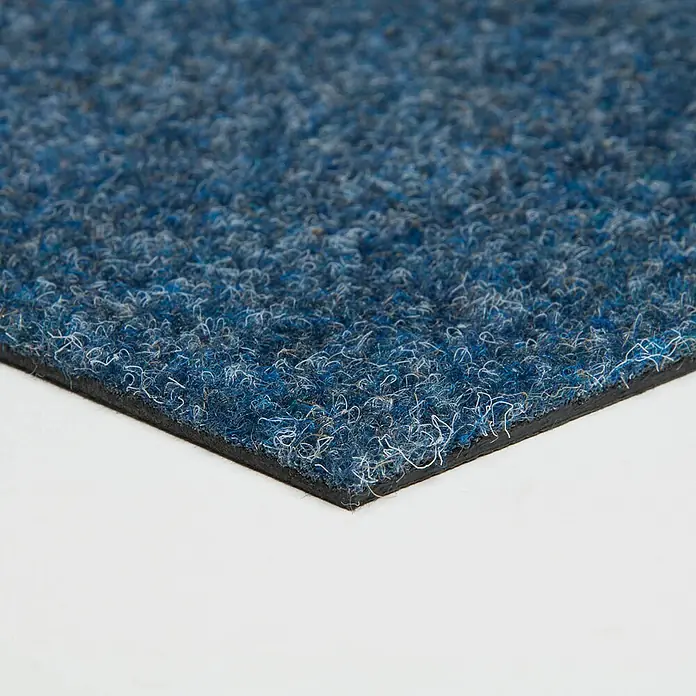 Bricoflor Teppichfliese - Breite: 50 cm, Nadelfilz, Polypropylen, blau - Blaue strukturierte Matte mit Mischfasern und einer dicken schwarzen Unterseite.