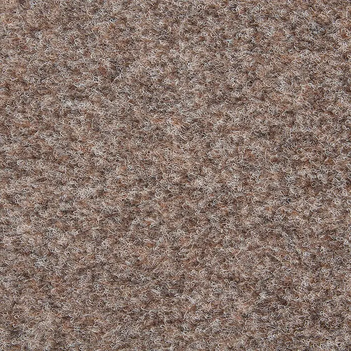 Bricoflor Teppichfliese - Breite: 50 cm, Nadelfilz, Polypropylen, beige - Nahaufnahme eines braun-beigen, texturierten Teppichs mit dichtem, kurzem Schlingenflor.