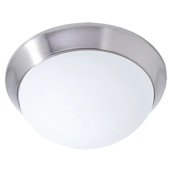 Tween Light Deckenleuchte rund Tricase - 60 W, Nickel, E27 - Moderne Deckenleuchte mit gebürstetem Nickelrahmen und opalweißem Glasdiffusor für eine gleichmäßige Ausleuchtung.