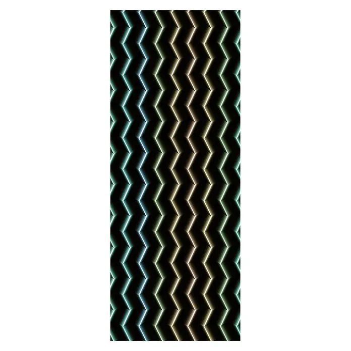 Marburg Smart Art Aspiration Fototapete Grafik V - B x H: 106 x 340 cm, Vlies - Beleuchtetes Chevron-Muster mit Farbverlauf von kühlem Blau zu warmem Grün und Gold.