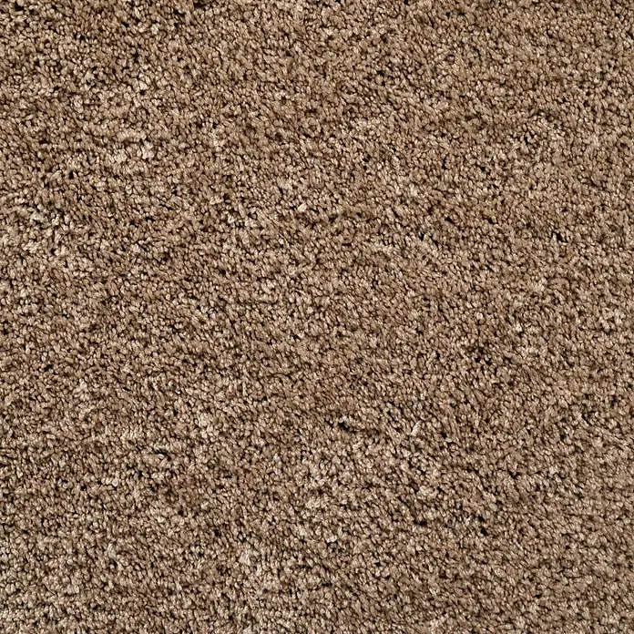 Bricoflor Teppichfliese - Breite: 50 cm, Velours, grau - Nahaufnahme eines warmbraunen, texturierten Teppichs mit kurzen, dichten Fasern.