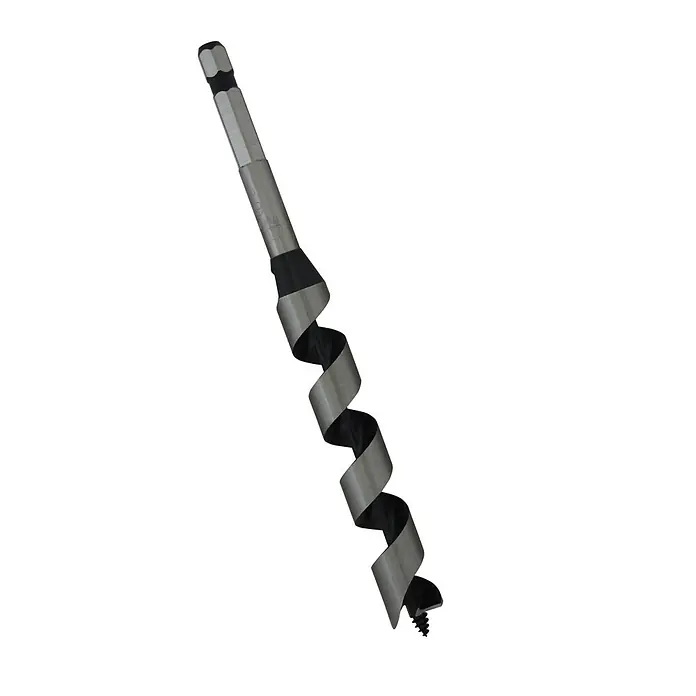 Famex Holzbohrer Star-M-6-180 - Durchmesser Bohrer: 18 mm - Grauer und schwarzer Schlangenbohrer mit Sechskantschaft und Gewindespitze zum Holzbohren.