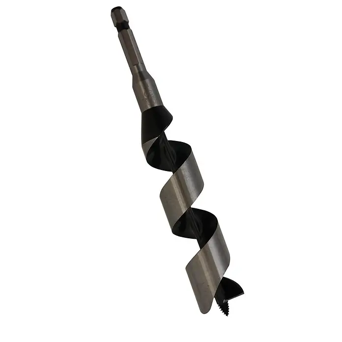 Famex Holzbohrer Star-M-6-300 - Durchmesser Bohrer: 30 mm - Metall-Holzbohrer mit Sechskantschaft und schwarzem Spiralbohrkörper.