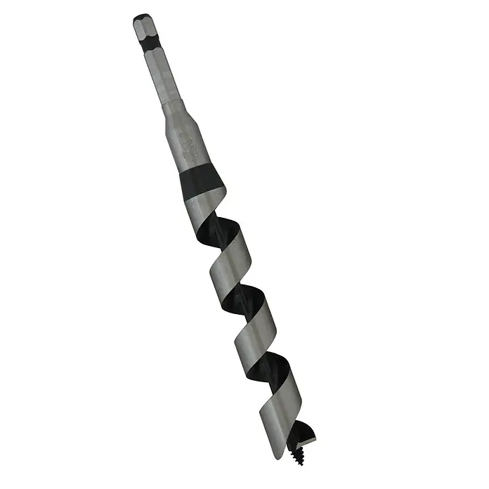 Famex Holzbohrer Star-M-6-200 - Durchmesser Bohrer: 20 mm - Silberner Holzspiralbohrer aus Metall mit Sechskantschaft, ausgeprägten Spiralnuten und Schraubenspitze.