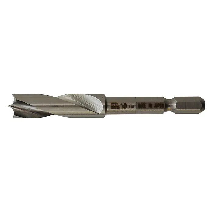Famex Universalbohrer Star-M-601-100 - Durchmesser Bohrer: 10 mm - Metallischer Holzbohrer mit Zentrierspitze und Sechskantschaft, markiert '10' und 'MADE IN JAPAN'.