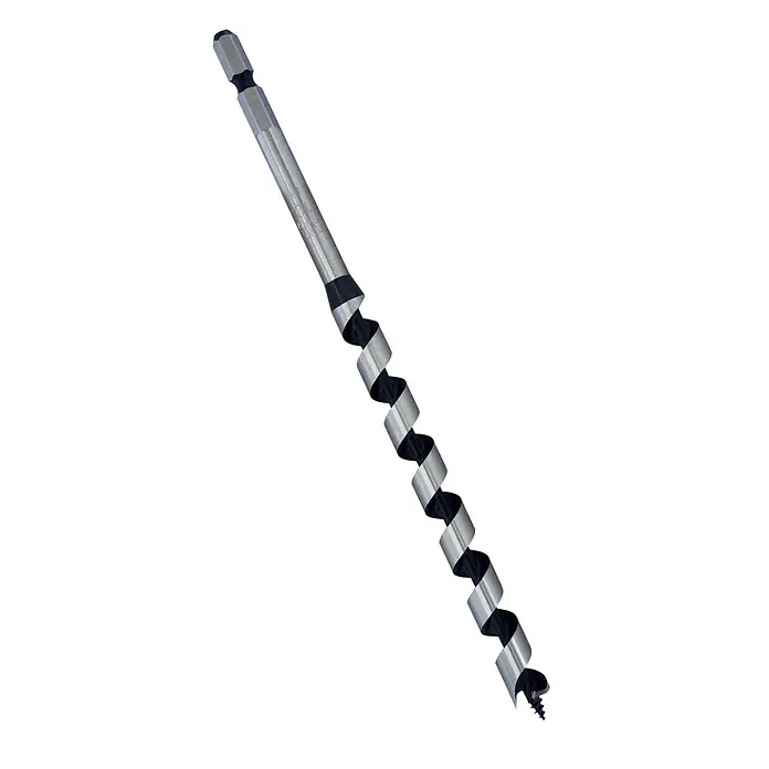 Famex Holzbohrer Star-M-6-100 - Durchmesser Bohrer: 10 mm - Silber-schwarzer Schlangenbohrer mit Sechskantschaft zum Bohren in Holz.