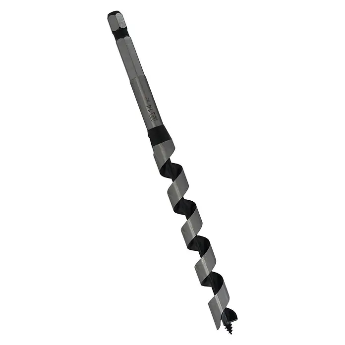 Famex Holzbohrer Star-M-6-140 - Durchmesser Bohrer: 14 mm - Metall-Holzbohrer mit Sechskantschaft, langen Spiralnuten und einer spitzen Schraubenspitze.