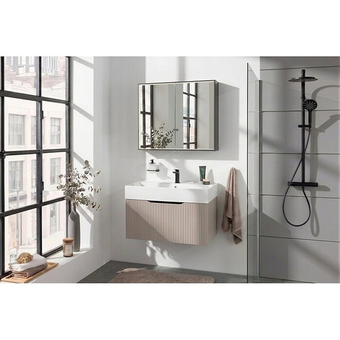 Camargue LED-Spiegelschrank Alumea (B x H: 80 x 68 cm, Anthrazit) | BAUHAUS