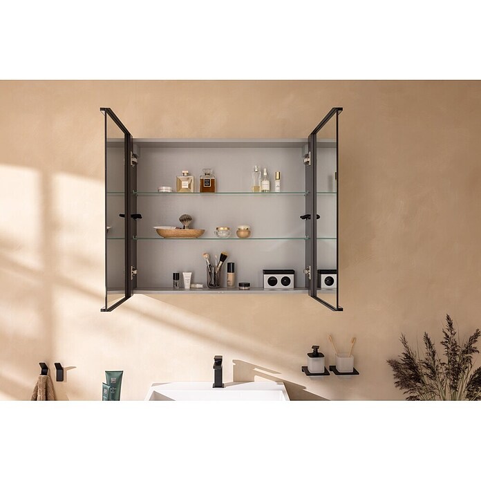 Camargue LED-Spiegelschrank Alumea (B x H: 80 x 68 cm, Anthrazit) | BAUHAUS