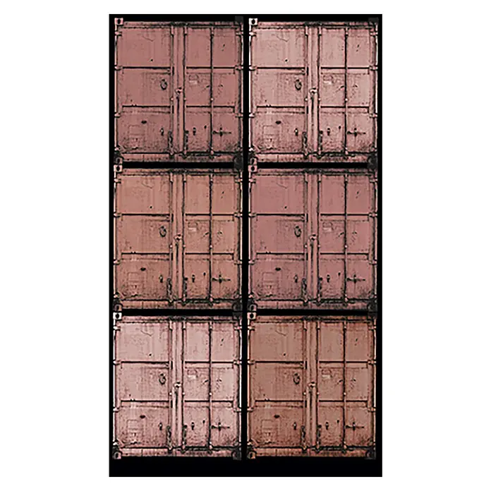 Marburg Smart Art Easy Fototapete Illustration - B x H: 159 mm x 270 cm, Vlies, Rot-Braun - Sechs verwitterte, rotbraune Metall-Seecontainer, drei hoch in zwei Reihen gestapelt.