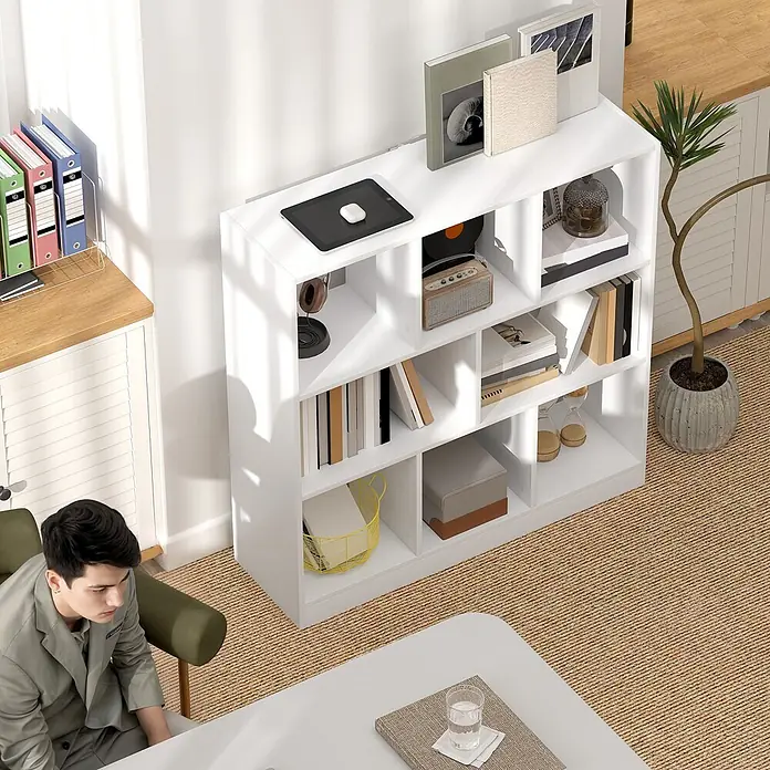 Homcom Holzregal - Traglast pro Boden: 16 kg, Anzahl Böden: 3 Stk., Schrauben, Weiß - Weißes Würfelregal für Home-Office-Aufbewahrung, mit Büchern und Elektronik.