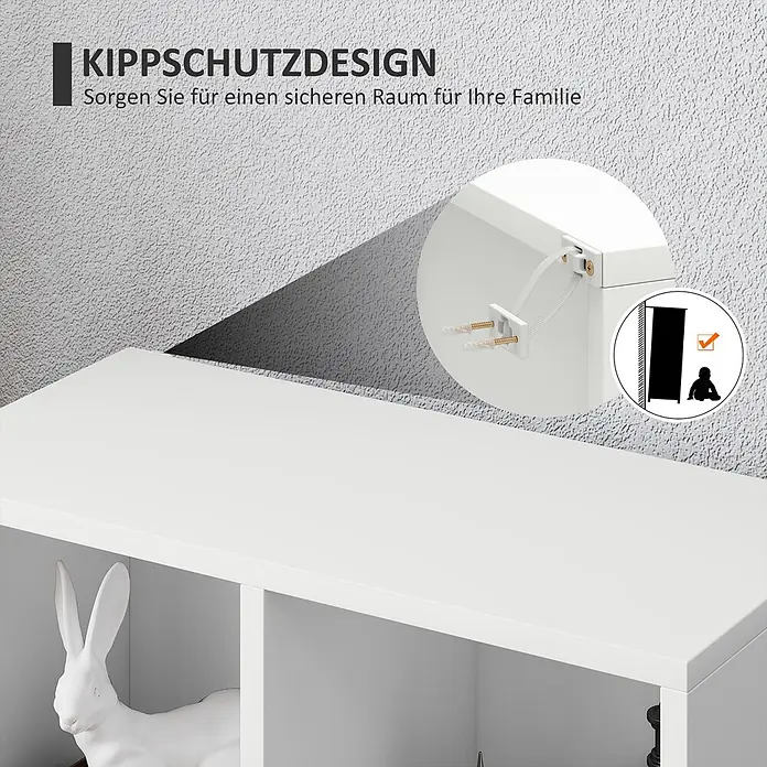 Homcom Holzregal - H x B x T: 80 x 24 x 24 cm, Traglast pro Boden: 8 kg, Anzahl Böden: 5 Stk., Schrauben, Weiß - Weißes Möbelstück mit Kippschutz zur Wandsicherung, sorgt für Familiensicherheit.