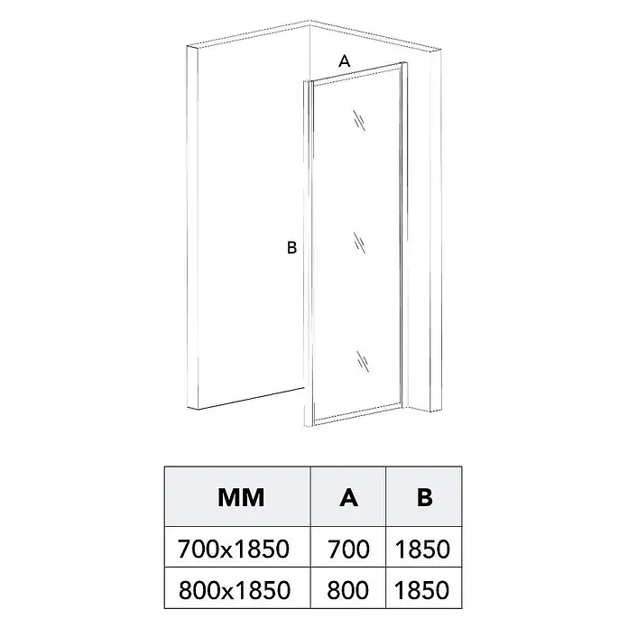 Kiamami Valentina Eckdusche - 140 x 80 x 185 cm, Transparent, Stärke: 6 mm - Duschkabine mit Glastür und Seitenwand, inkl. Maßtabelle. Erhältlich in 700x1850mm und 800x1850mm.