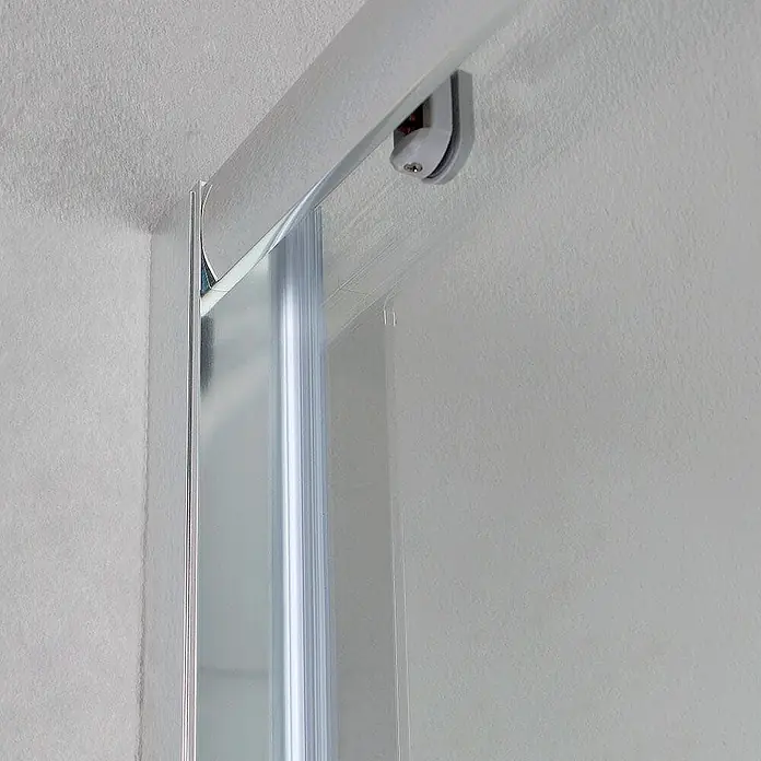 Kiamami Valentina Eckdusche - 140 x 80 x 185 cm, Transparent, Stärke: 6 mm - Schiebeduschkabine mit silberfarbener Laufschiene, Rolle und klarer/milchiger Glasplatte.