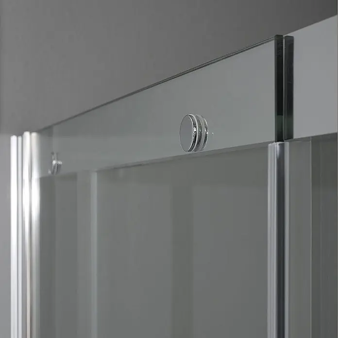 Kiamami Valentina Eckdusche - 1.300 x 700 x 1.900 cm, Transparent, Stärke: 6 mm - Transparente Glasduschwand mit Chromknopf und klarer Haltestange.