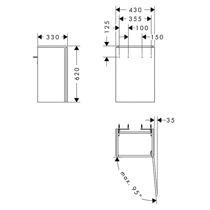 Hansgrohe Wastafelonderkast Xilesa E 430/330 (l x b x h: 33 x 43 x 62 cm, Slate Matt Grey) | BAUHAUS