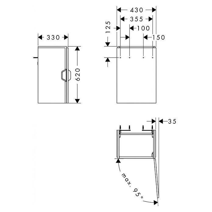 Hansgrohe Wastafelonderkast Xilesa E 430/330 (l x b x h: 33 x 43 x 62 cm, Cashmere Oak) | BAUHAUS