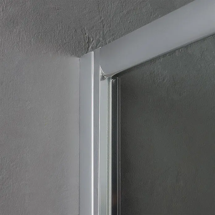 Kiamami Valentina Eckdusche - 700 x 1.000 x 1.850 cm, Transparent, Stärke: 4 mm - Silberfarbener Metallrahmen einer Duschtür, Eckverbindung und Profile.