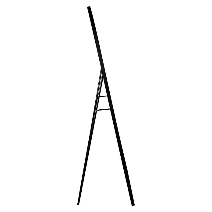 Standspiegel Mira - 70 x 170 cm, Gebogen, Schwarz - Schwarzer A-Rahmen-Display-Ständer, von der Seite gesehen.