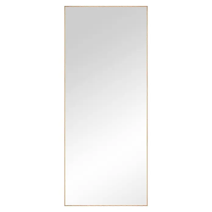 Standspiegel Mira - 70 x 170 cm, Eckig, Gold - Rechteckiger Spiegel mit hellem Holzrahmen.