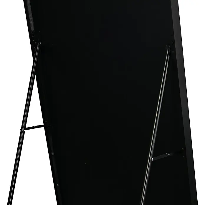 Standspiegel Mira - 70 x 170 cm, Eckig, Schwarz - Rückansicht eines schwarzen Standspiegels mit Metallstützrahmen.