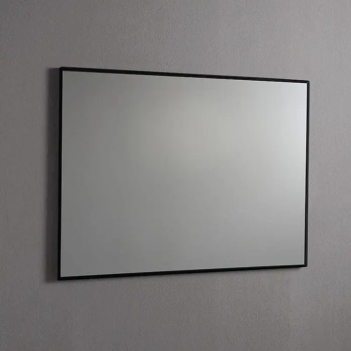 Kiamami Valentina Wandspiegel - 20 x 700 cm, Farblos - Rechteckiger Spiegel mit schlankem schwarzem Rahmen zur Wandmontage.