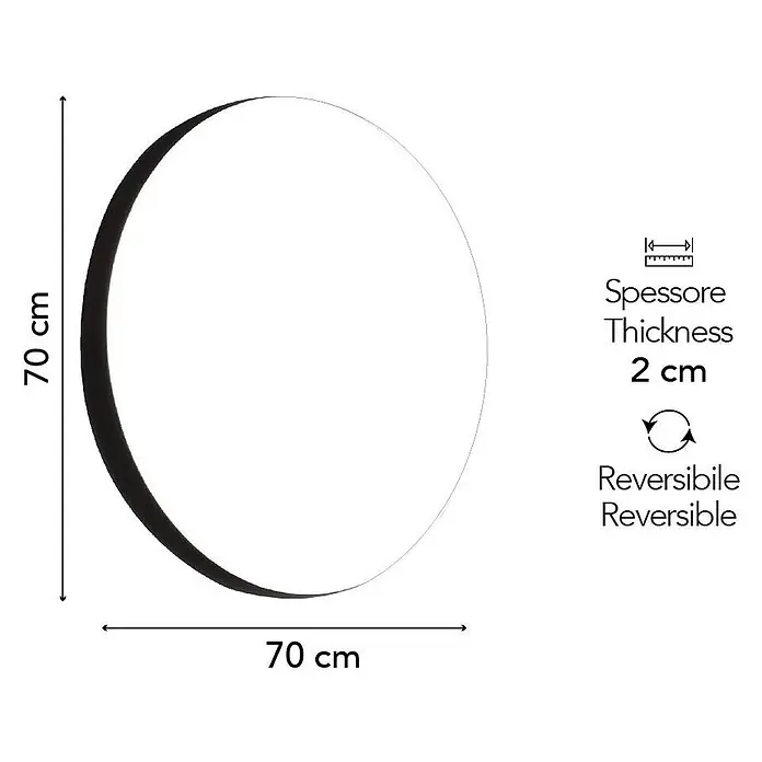 Kiamami Valentina Wandspiegel - 20 x 700 cm, Farblos - Wendbarer runder Spiegel, 70 cm Durchmesser, 2 cm dick.