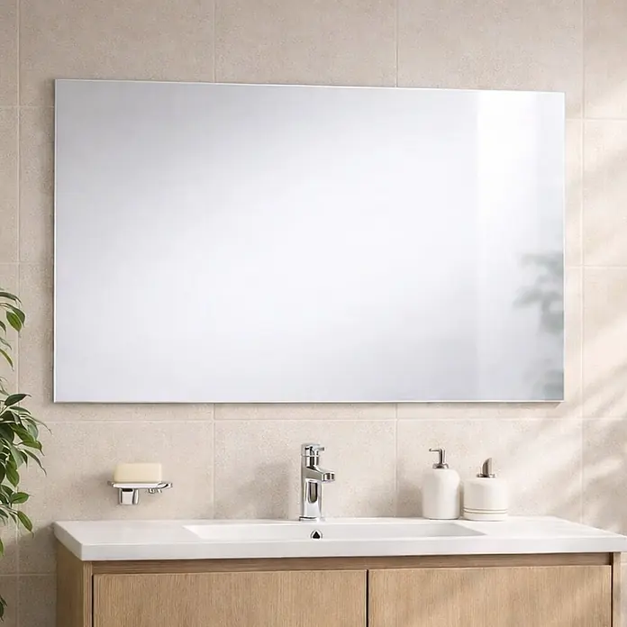 Kiamami Valentina Wandspiegel - 20 x 700 cm, Farblos - Rechteckiger Spiegel für Badezimmer, über einem Waschtisch montiert.