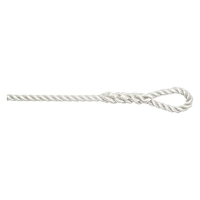 Robline Fenderleine geschlagen - Durchmesser: 6 mm, Länge: 2 m, Polyester, Weiß, 2 Stk. - Ein weißes Seilende ist zu einer Schlaufe geknotet. Diese Schlaufe sorgt für eine sichere Verbindung und eine einfache Handhabung.