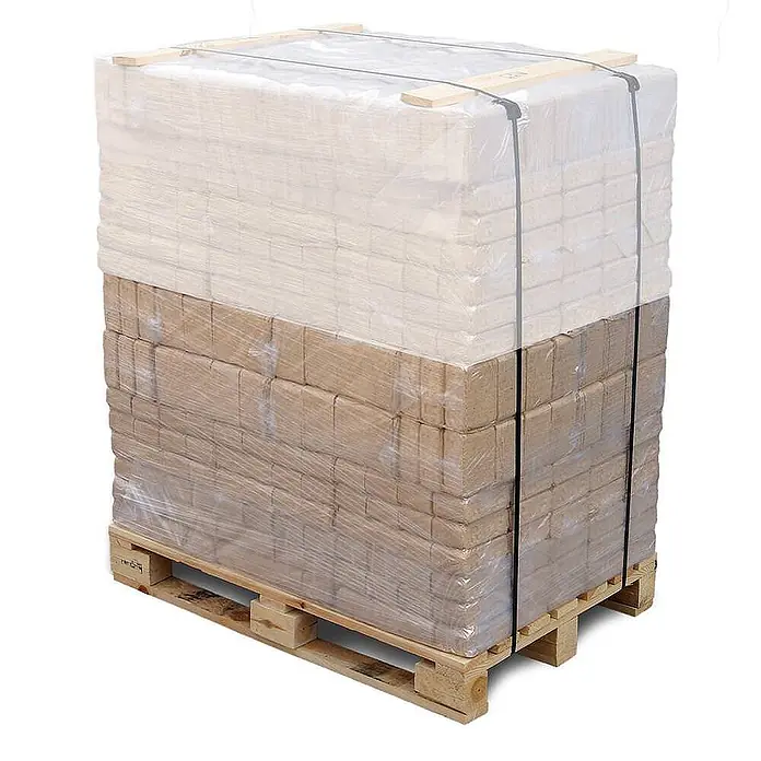 HOLZBRX Holzbriketts HOLZBRX ® RUF Mischholz Holzbriketts 960kg - Nadelholz, 960 kg - Palette mit gepressten Brennstoffbriketts, in Klarsichtfolie verpackt und mit Gurten für den Transport gesichert.