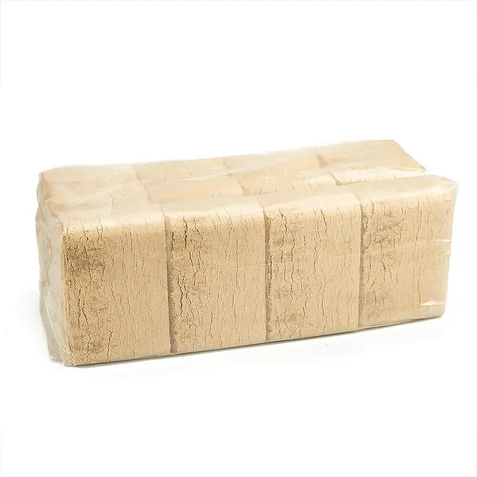 HOLZBRX Holzbriketts RUF Buche 960 kg Palette - Buche, 30 kg - Verpackte hellbraune Holzbriketts zum Heizen, in durchsichtiger Folie gestapelt.