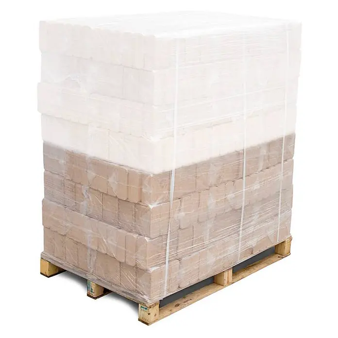 HOLZBRX Holzbriketts RUF Buche 960 kg Palette - Buche, 30 kg - Palette mit gestapelten hellen und braunen Holzbriketts, in Klarsichtfolie eingeschweißt.