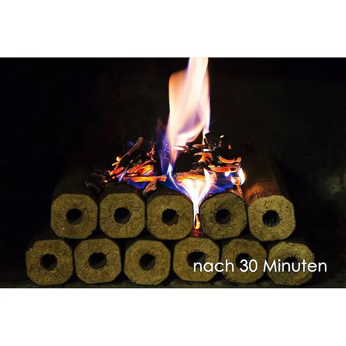 HOLZBRX Holzbriketts HOLZBRX ® Pini Kay Premium Buchenholzbriketts 960kg Palette - Buche, 960 kg - Gestapelte Holzbriketts brennen mit Flammen und Glut in einem Kamin nach 30 Minuten.