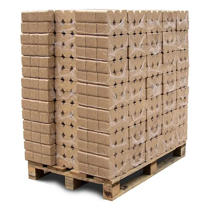 HOLZBRX Holzbriketts RUF TRIPLEX Mischholzbriketts, 960kg Palette - Buche, 960 kg - Gestapelte braune Holzbriketts, in Folie verpackt auf einer Holzpalette, zum Heizen.