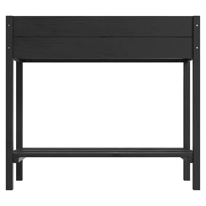Plus Hochbeet - 88 x 37 x 79 cm, Mit Regalfach, Holz, Schwarz - Schwarzes Holz-Hochbeet mit einer unteren Ablagefläche.