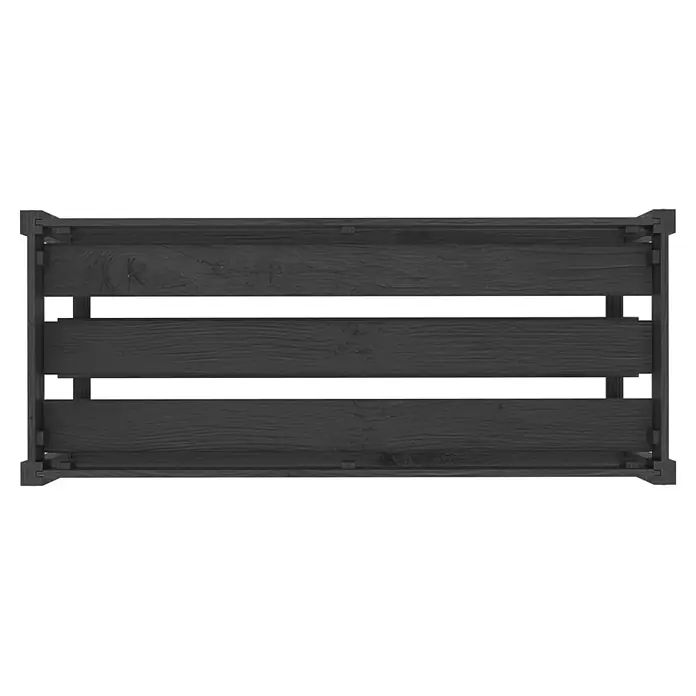 Plus Hochbeet - 88 x 37 x 79 cm, Mit Regalfach, Holz, Schwarz - Schwarze Holzlattenkiste von oben gesehen.