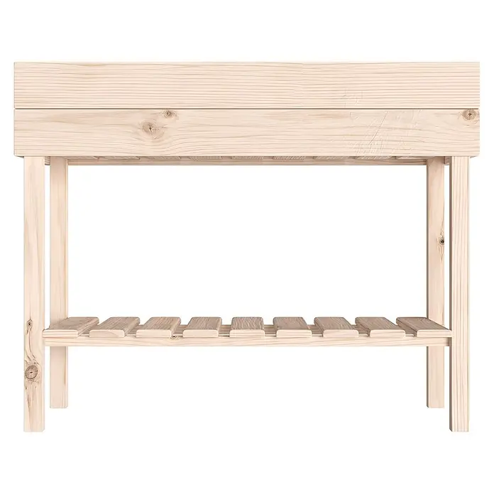 Promadino Hochbeet - 100 x 50 x 80 cm, Holz, Natur - Heller Holz-Pflanztisch aus Kiefer mit fester Arbeitsfläche und Lattenablage.