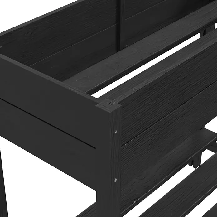Plus Hochbeet - 88 x 37 x 79 cm, Mit Regalfach, Holz, Schwarz - Schwarzes Hochbeet aus Holz mit sichtbaren Schrauben und Verbindungen.