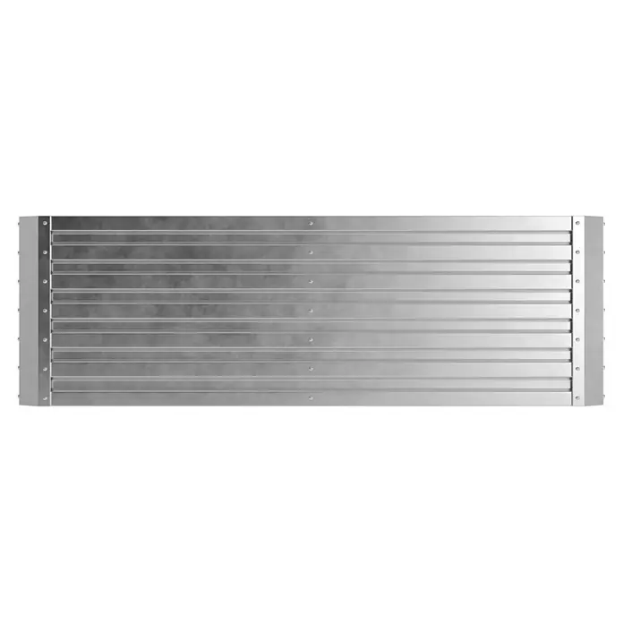 Hochbeet - 184 x 90 x 60 cm, Metall - Rechteckige graue Metallplatte mit horizontalen Lamellen und Befestigungselementen an den Seiten.