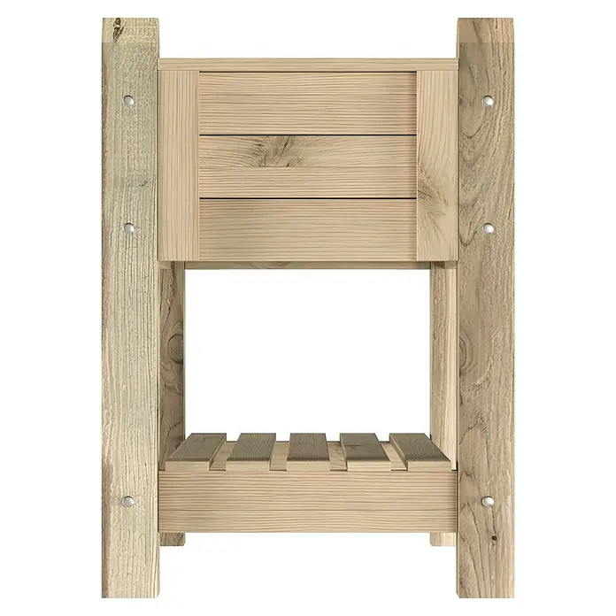 Promadino Hochbeet - 90 x 60 x 84,5 cm, Holz, Natur - Zweistufiges Holzregal mit heller Holzoberfläche und Metallbefestigungen.