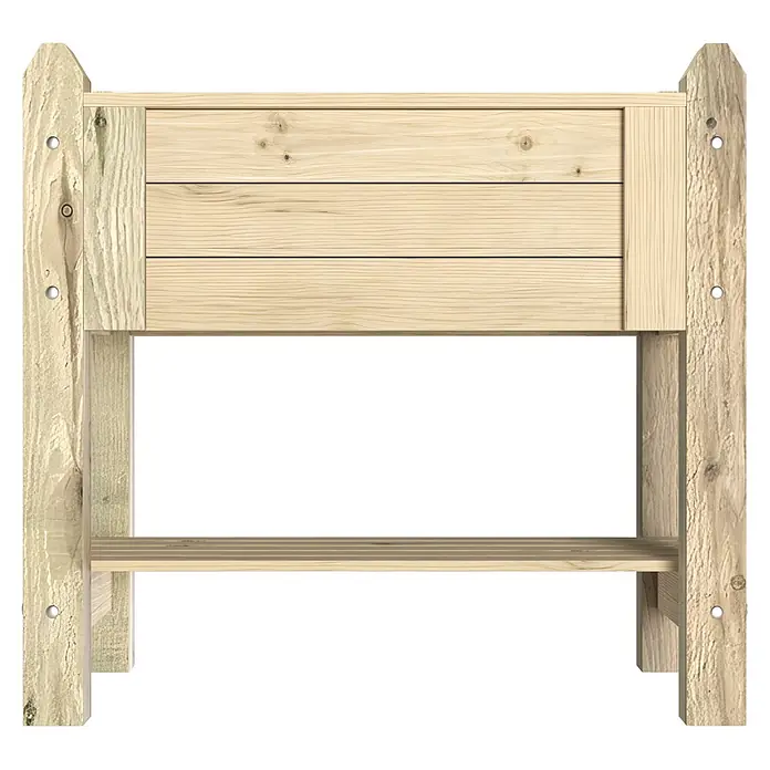 Promadino Hochbeet - 90 x 60 x 84,5 cm, Holz, Natur - Hochbeet aus hellem Naturholz mit einer unteren Ablagefläche.