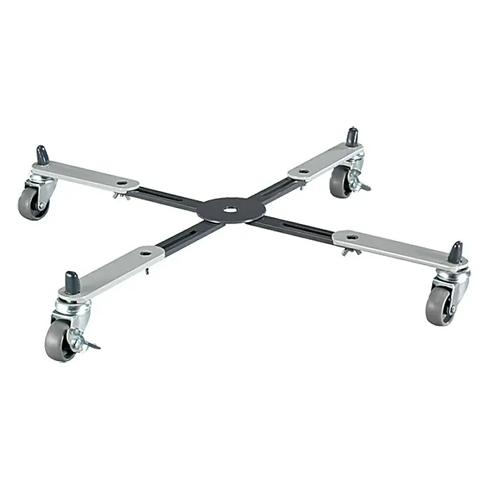 Wagner System Pflanzenroller Sunline Basic - Stahl, Max. Belastung: 100 kg - Bild einer rollbaren Universal-Gerätebasis mit vier Rädern und verstellbaren Armen für verschiedene Gerätegrößen.
